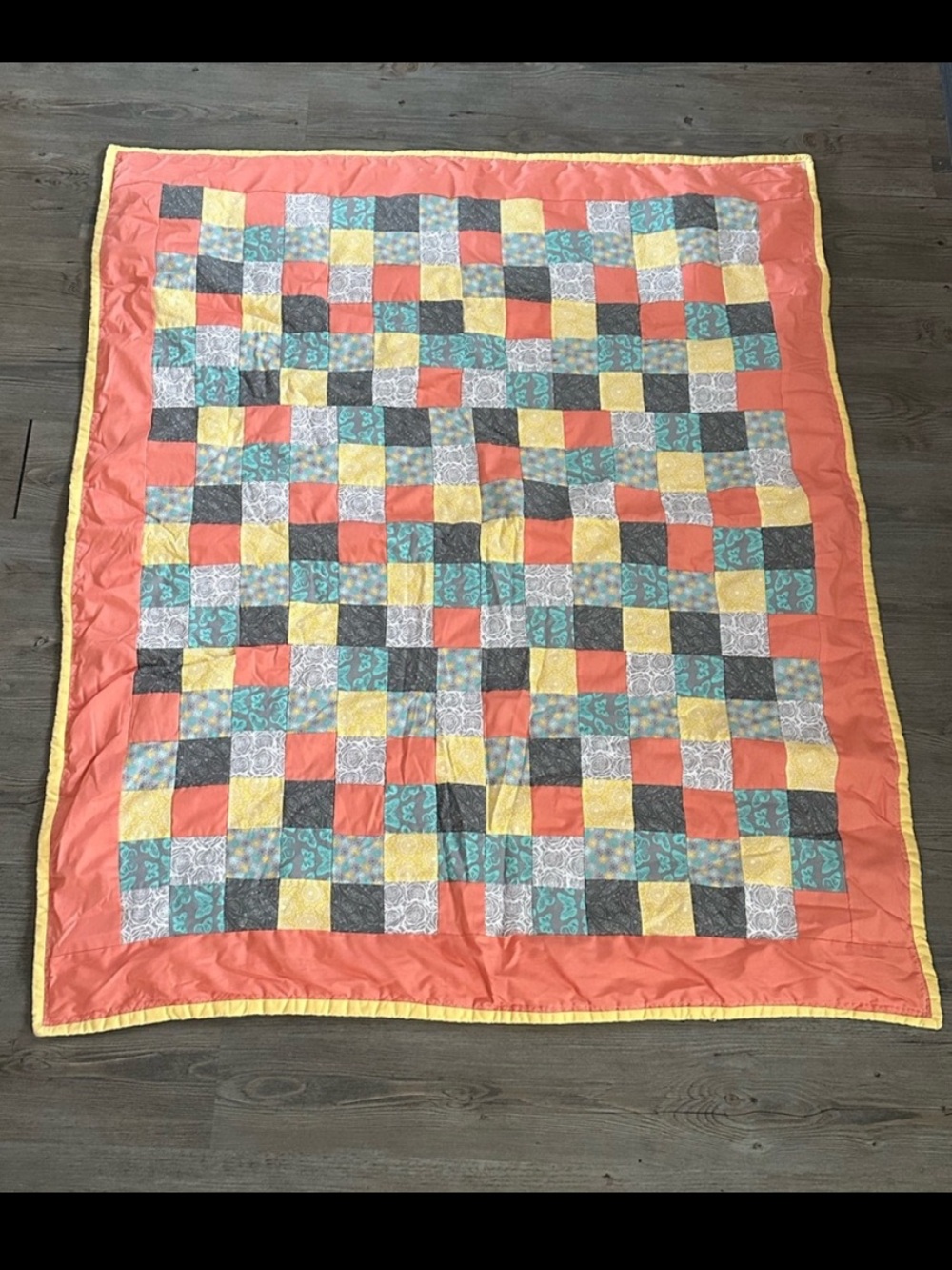 Handmade Patchwork Quilt throw blanket 40” by 49”